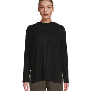 KOTN Wide Rib Black Crew Cotton Basic Neutral Minimal Capsule Fall Career Top M